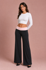 Braune weite Hose mit niedriger Taille