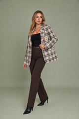 Brauner karierter Blazer