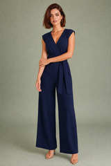 Fließender V-Ausschnitt Jumpsuit
