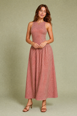 Vichy-Karo Langkleid mit Smok