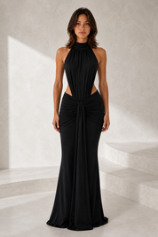 Enges langes Kleid mit Stehkragen