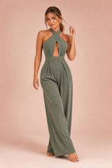 Rückenfreier Halterneck-Jumpsuit
