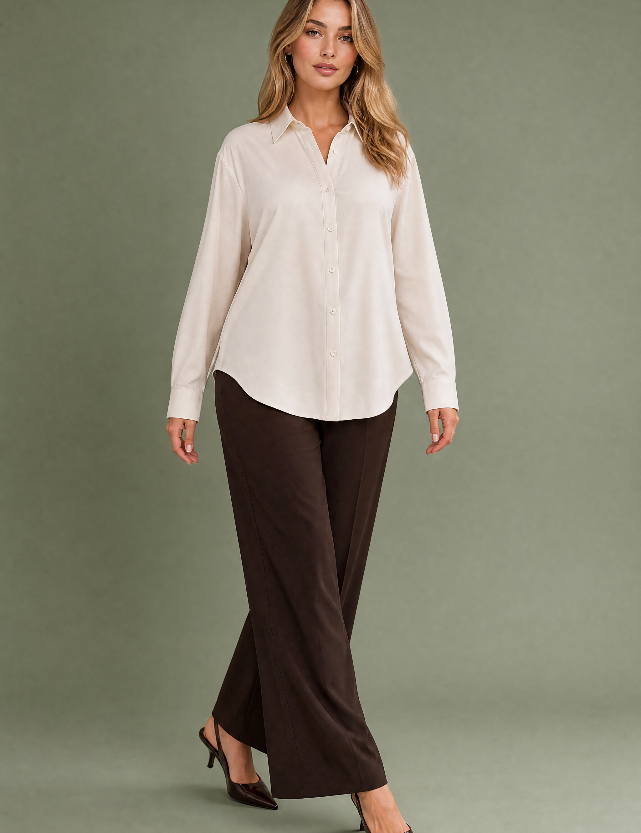 Chemise fluide à col chemise | Vue de face | Lounelle Paris