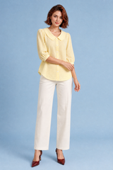Bluse mit Rundkragen und Puffärmeln