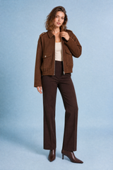 Weite Jacke mit Suede-Effekt