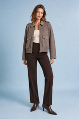 Weite Jacke mit Suede-Effekt