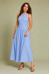 Vichy-Karo Langkleid mit Smok