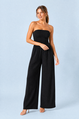 Bandeau-Jumpsuit mit weitem Bein