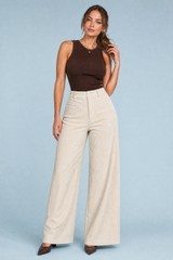 Weite hochtaillierte Cordhose