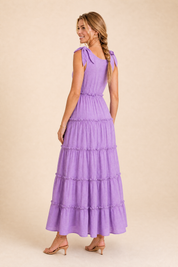 Robe longue violette à bretelles | Vue de dos | Lounelle Paris