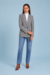 Taillierter Blazer im Hahnentritt-Muster