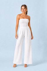 Bandeau-Jumpsuit mit weitem Bein