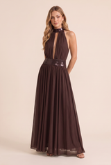 Langes Neckholder-Kleid mit freiem Rücken