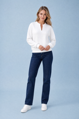 Texturiertes V-Ausschnitt-Sweatshirt