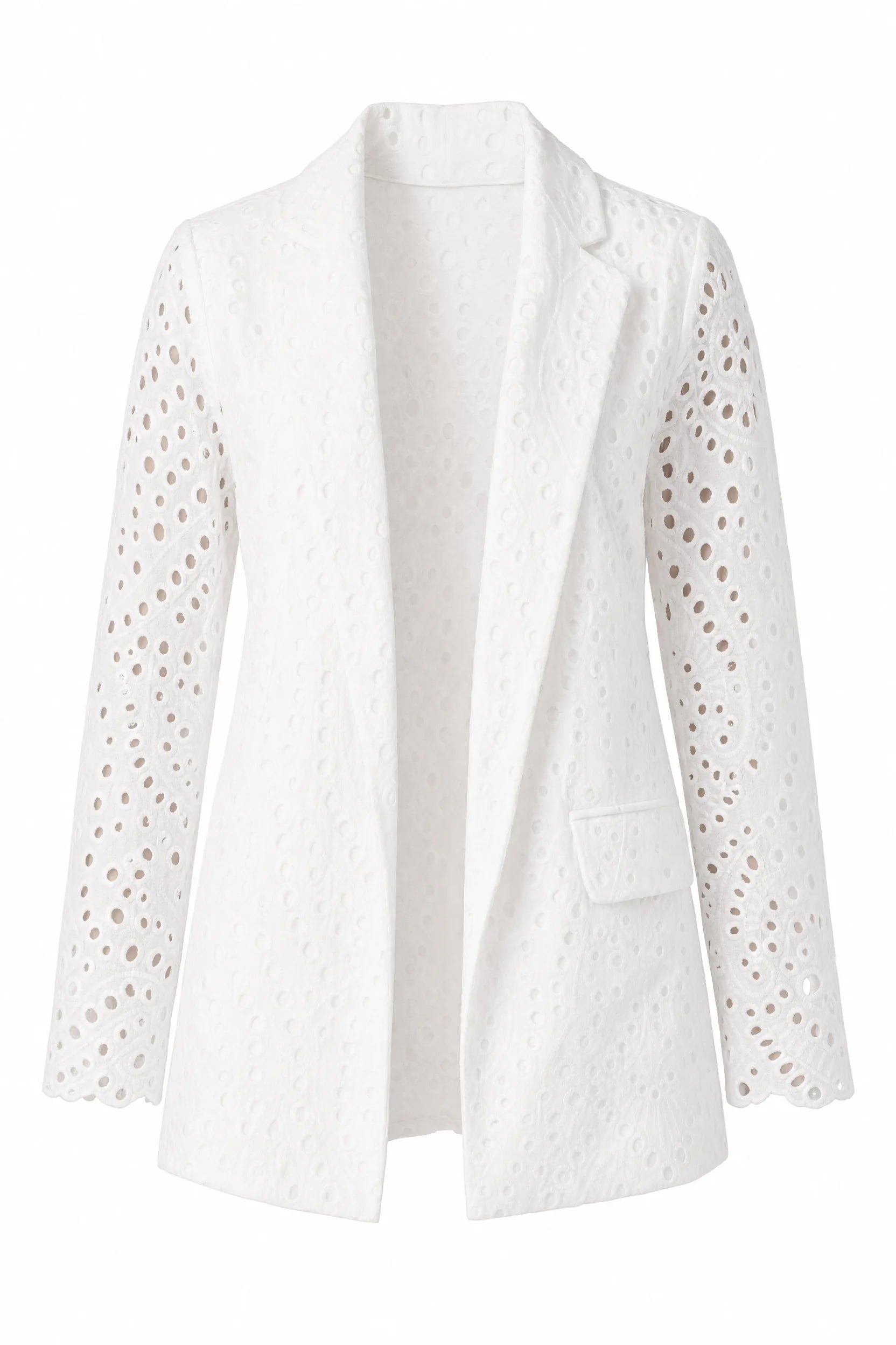 Blazer blanc ajouré mi-long | Lounelle Paris
