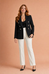 Tweed-Blazer mit Doppelknopfleiste