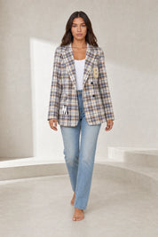 Blazer marron à carreaux | Lounelle Paris