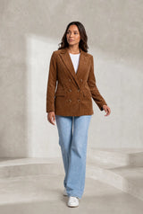 Blazer mi-long velours côtelé
