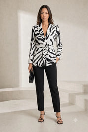 Blazer zébré col V ceinturé | Lounelle Paris