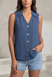 Blouse sansmanches col en V | Lounelle Paris