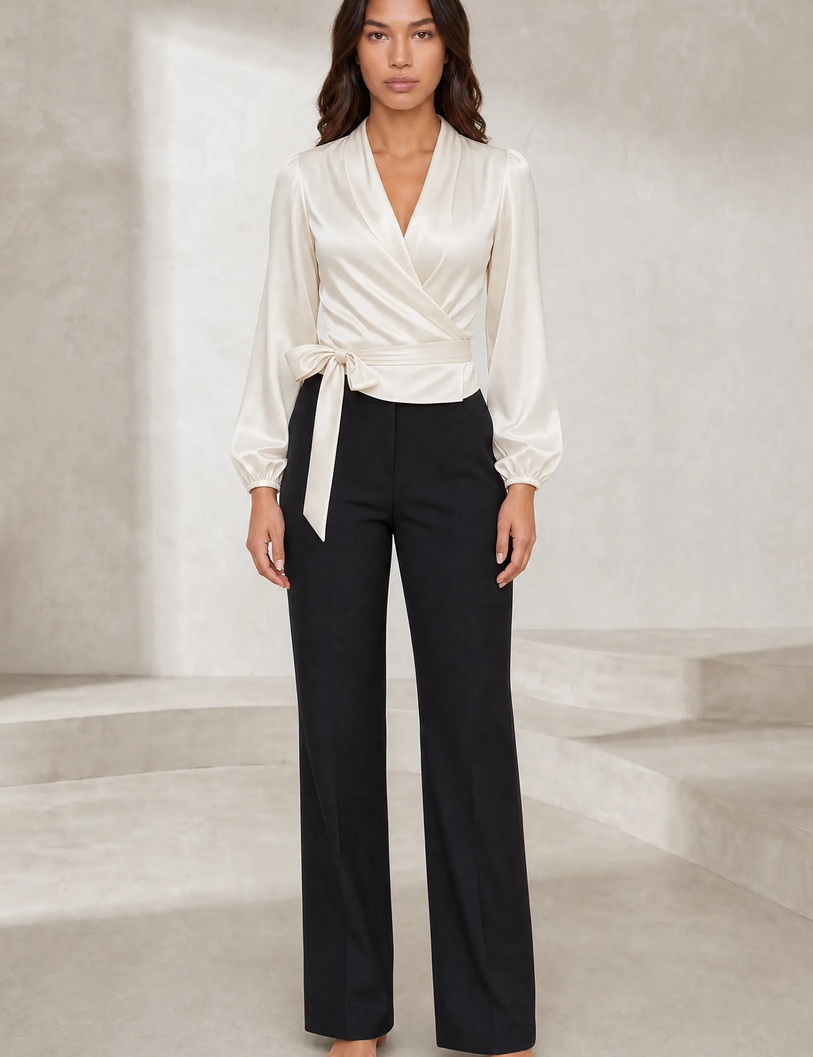 Blouse satinée cache-cœur | Lounelle Paris
