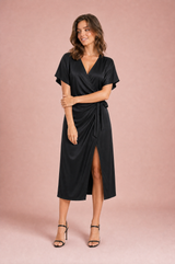 Midi-Wickelkleid mit V-Ausschnitt