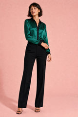 Satinbluse mit Kontrastdetails