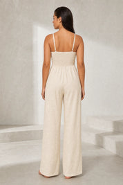 Combinaison abricot col V jambes larges | Lounelle Paris