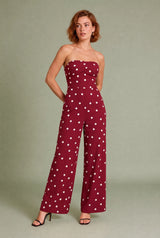 Bandeau-Jumpsuit mit Punkten