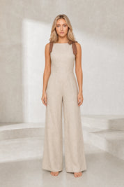 Combinaison beige bretelles à nouer | Lounelle Paris