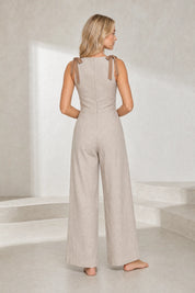 Combinaison beige bretelles à nouer | Lounelle Paris