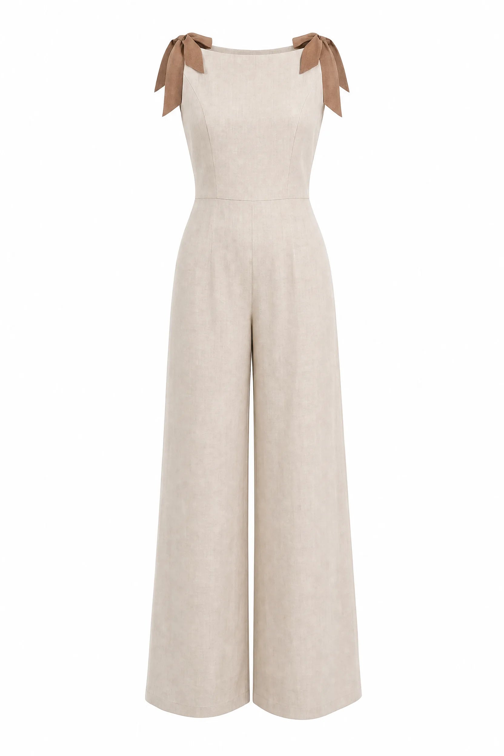 Combinaison beige bretelles à nouer | Lounelle Paris