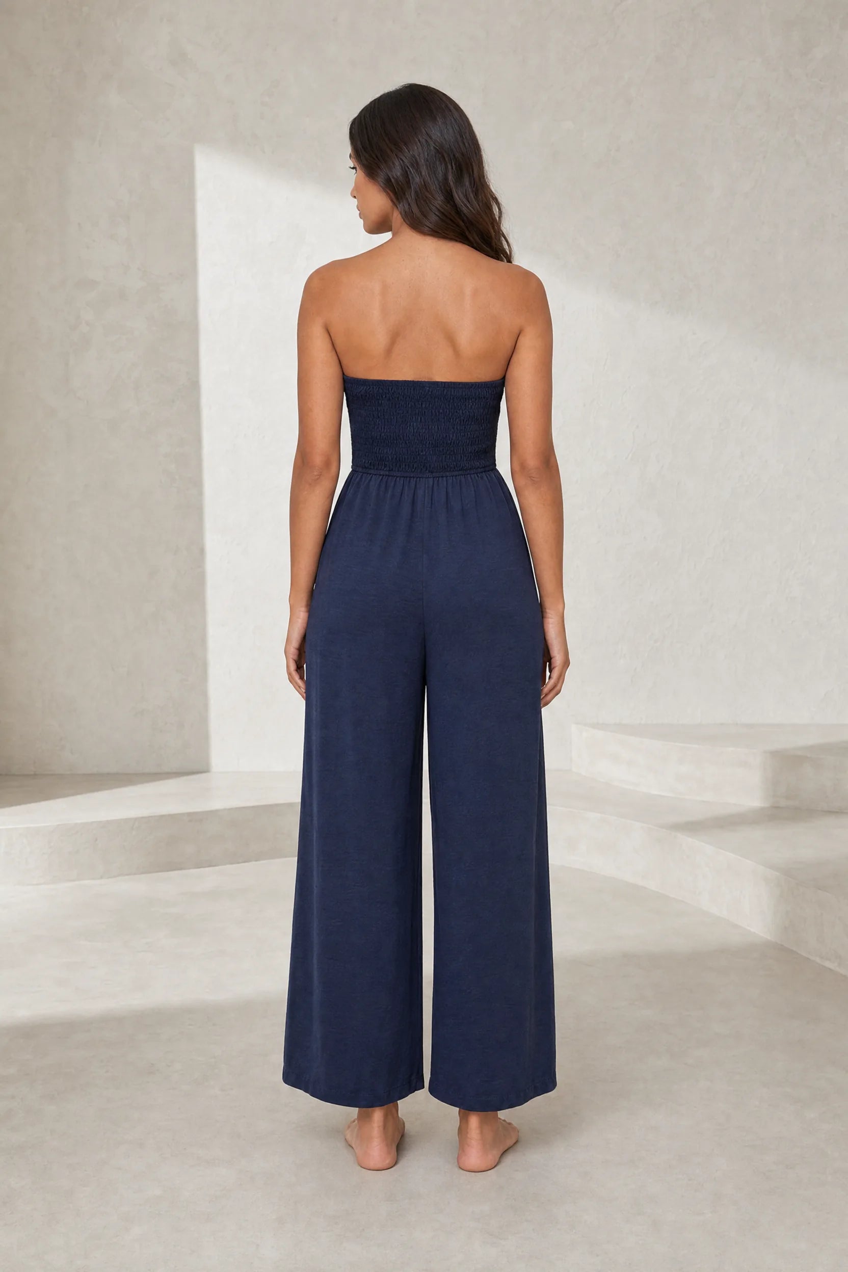 Combinaison bleu marine bandeau dos nu | Lounelle Paris