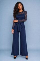 Spitzen-Jumpsuit mit weiten Beinen