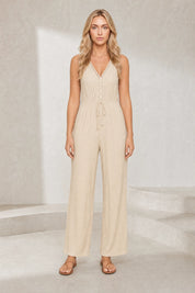 Combinaison fluide col V jambes larges | Lounelle Paris
