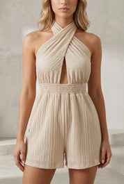 Combishort beige col licou dos nu | Lounelle Paris