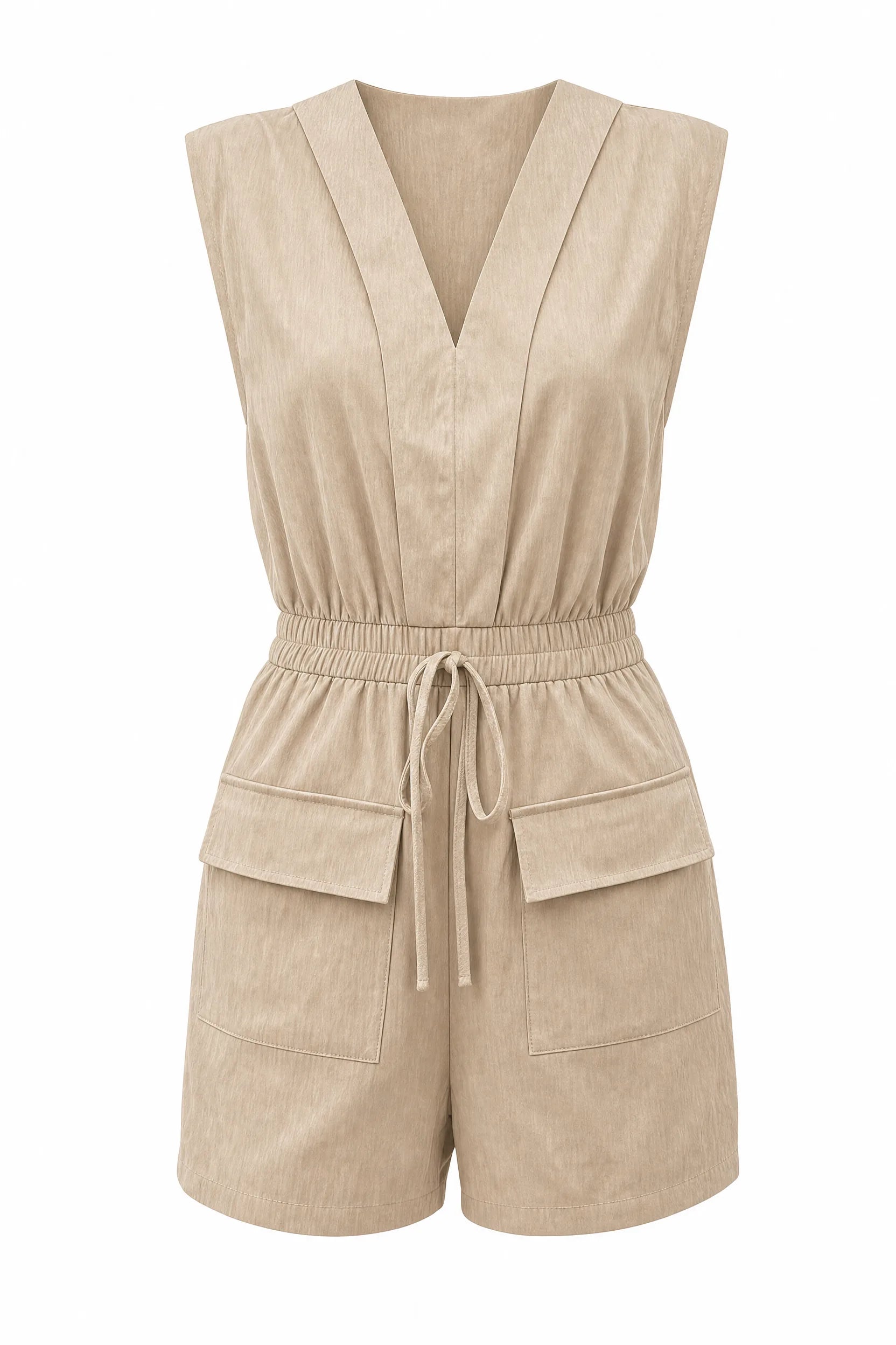 Combishort beige col V fluide | Lounelle Paris