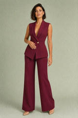 Ensemble doppelreihige Weste und weite Hose