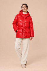Mittellange Steppjacke mit Kapuze