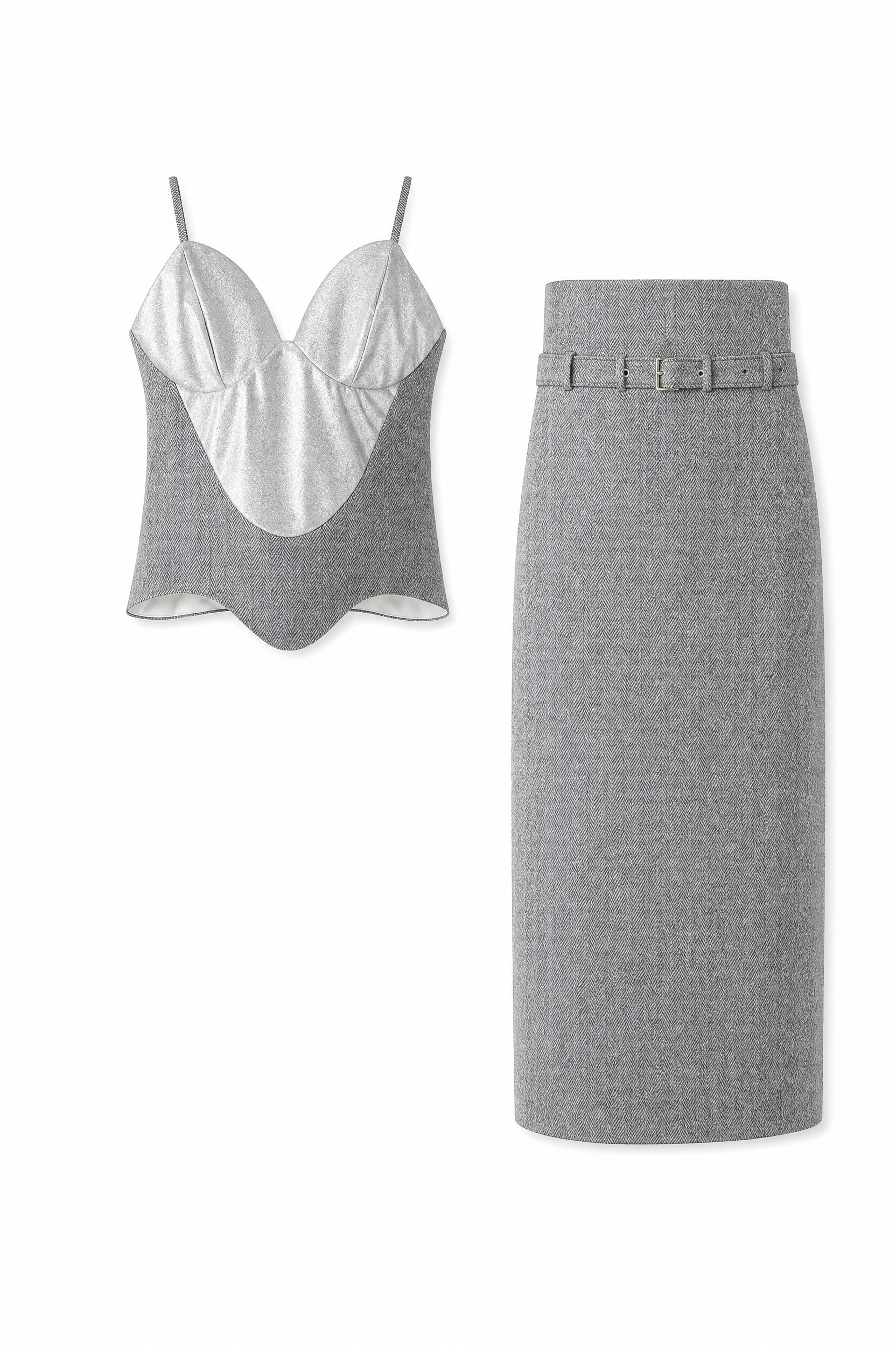 Ensemble corset et jupe argenté | Lounelle Paris