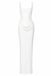 Robe longue encolure carrée drapée aperçu produit