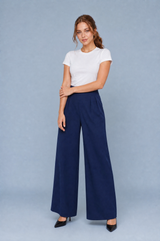 Weite High-Waist-Hose mit Falten