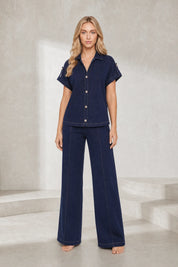 Ensemble denim bleu marine ample | Lounelle Paris