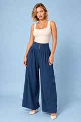 Weite Faltenhose mit hoher Taille