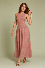 Vichy-Karo Langkleid mit Smok