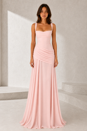 Drapiertes rückenfreies Maxikleid