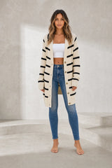 Gilet abricot rayé mi-long