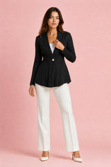 Texturierter Blazer-Gilet, enganliegend geschnitten