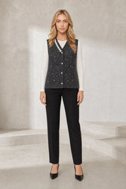 Gilet sans manches col V perlé | Lounelle Paris