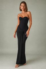 Drapiertes trägerloses Maxikleid